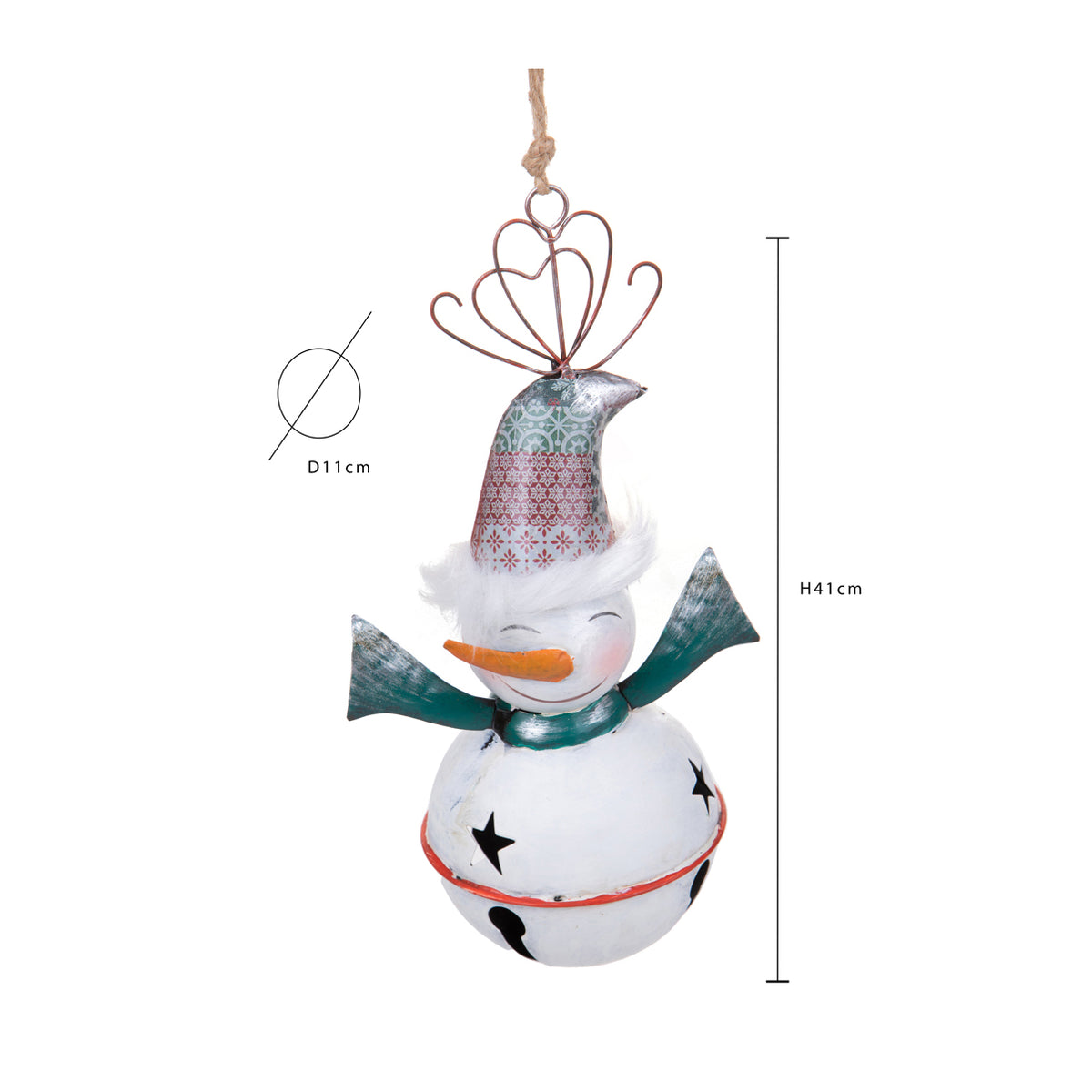 Pezzi 2 • Campana h con pupazzo neve • H 41 cm