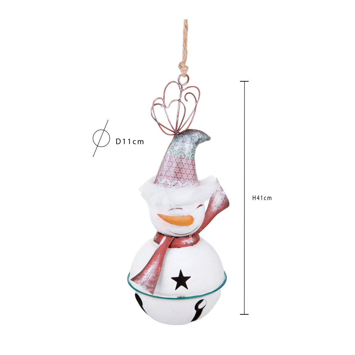 Pezzi 2 • Campana h con pupazzo neve • H 41 cm