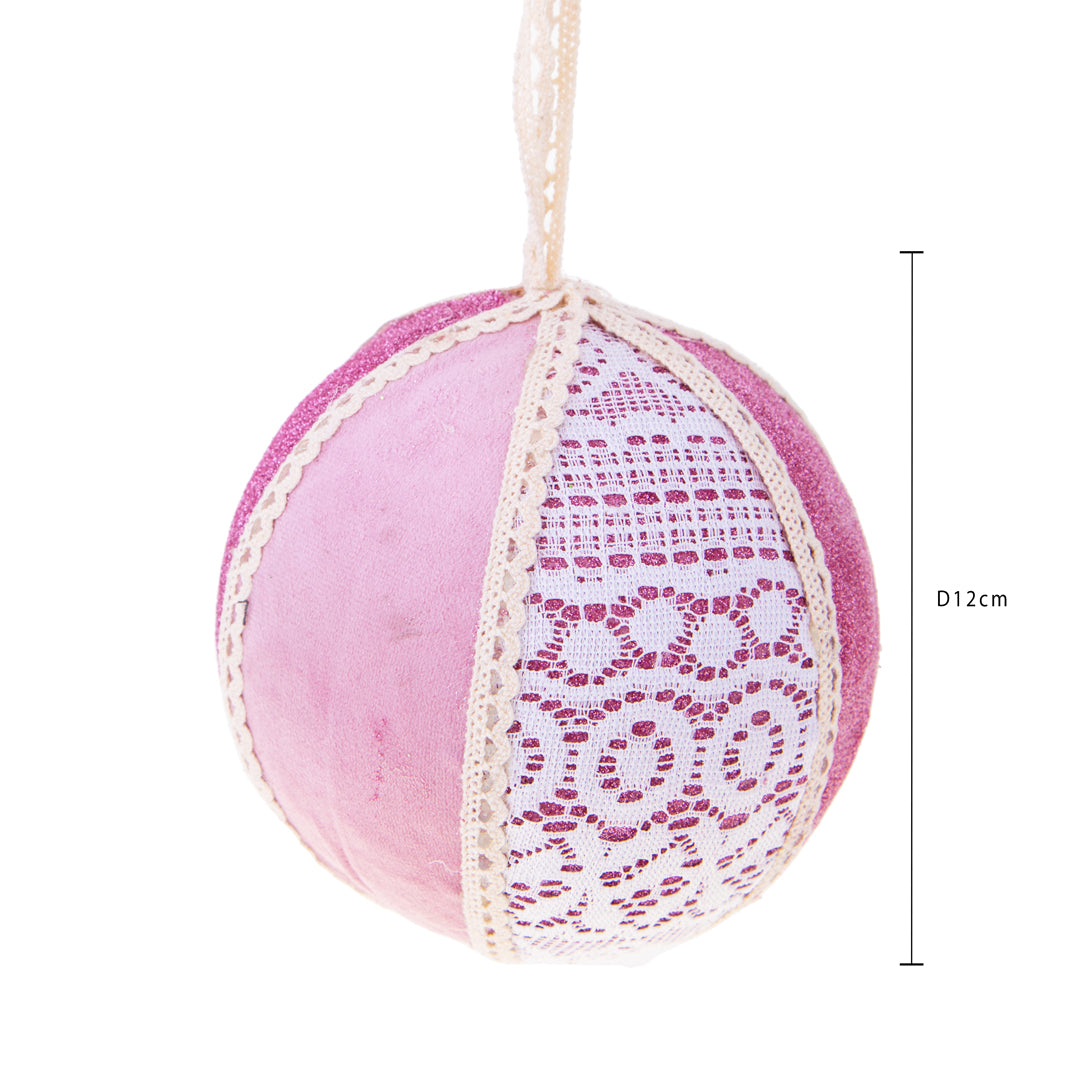 Pezzi 6 • Sfera velluto/pizzo sc • H 12 cm