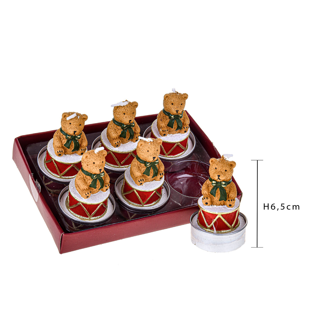 2 Pezzi • Porta tealight Orsetto Natalizio 6 Pz • 6,5 cm