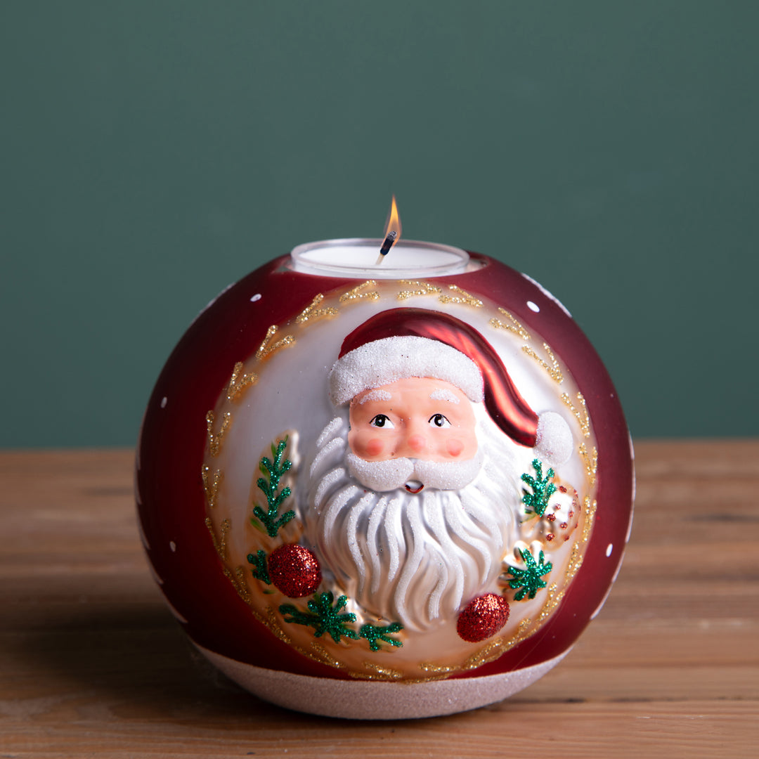 Pezzi 2 • Porta tealight con santa • H 9,4 cm