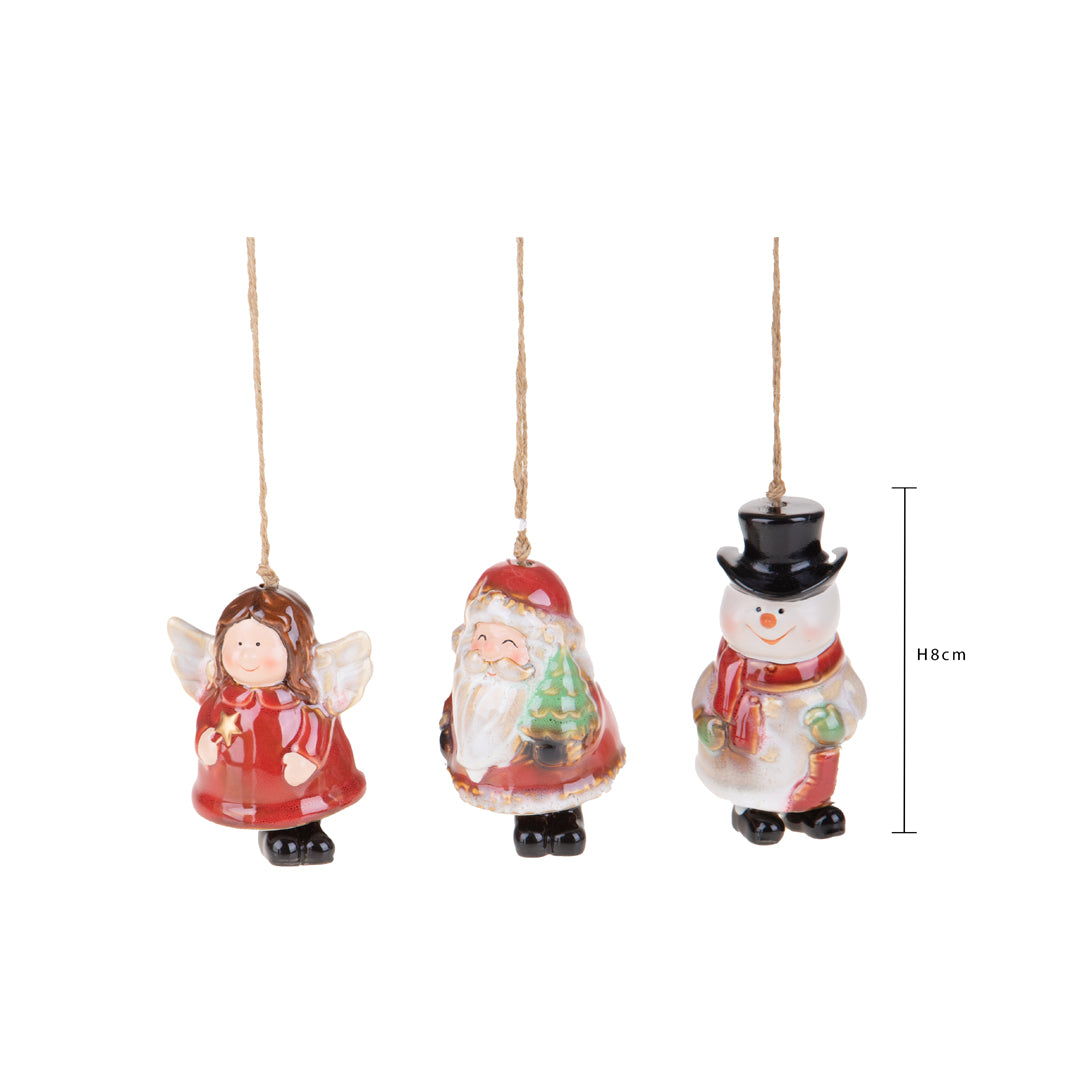 2 Pezzi • Set di 3 Soggetti Natale da appendere • 8,2 cm