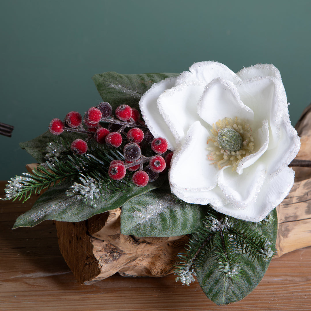 Magnolia mazzo con bacche e pigna • H 48 cm