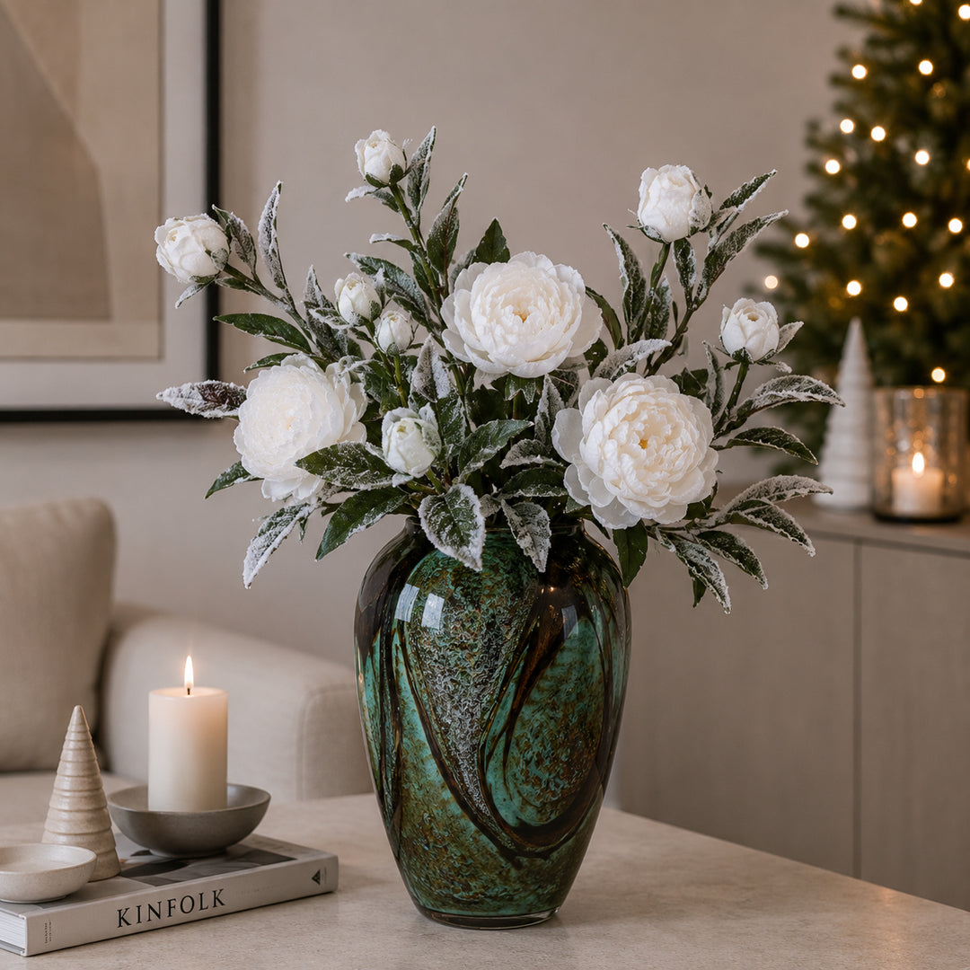 Pezzi 12 • Peonia con neve • H 71 cm