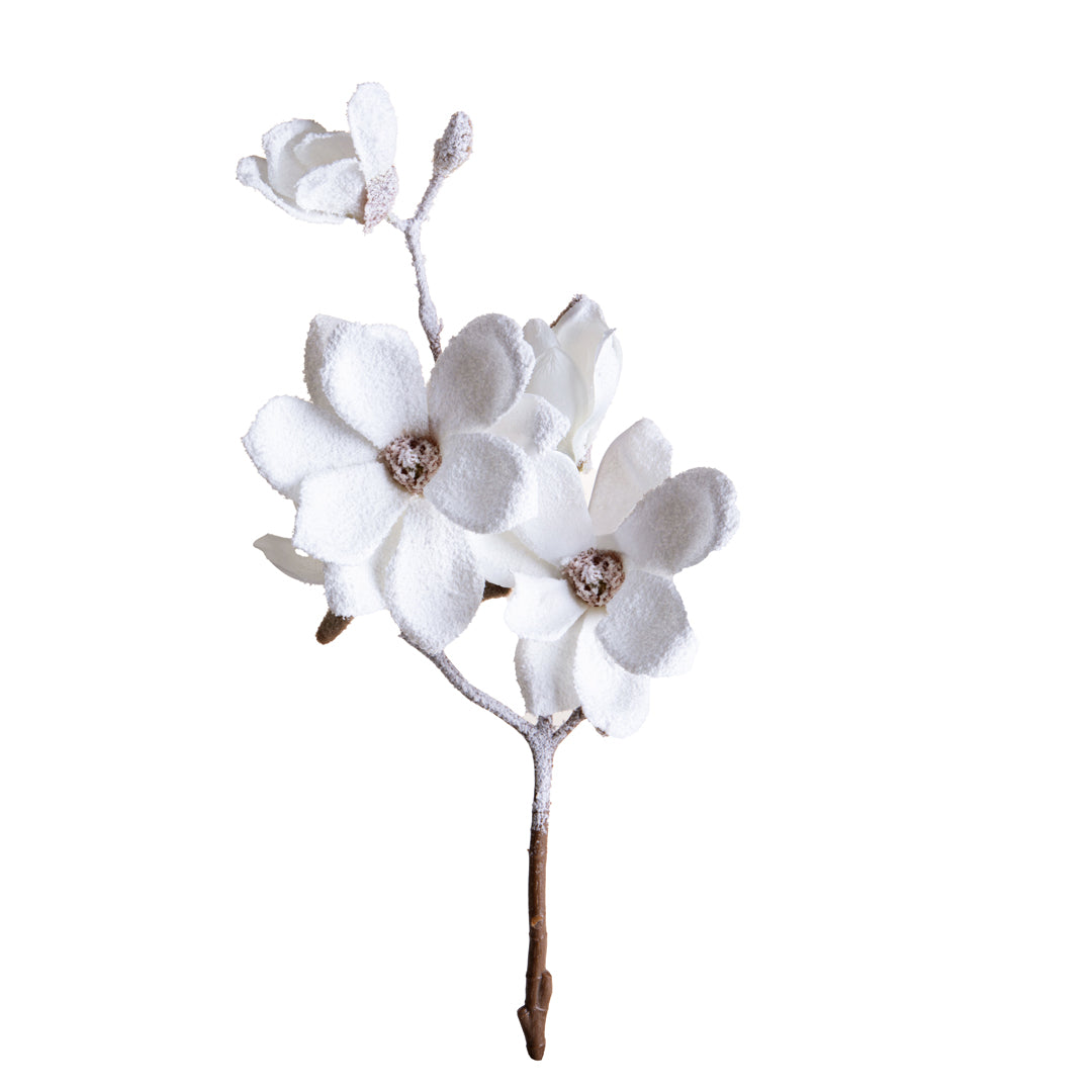 Pezzi 12 • Ramo fiori magnolia • H 76 cm