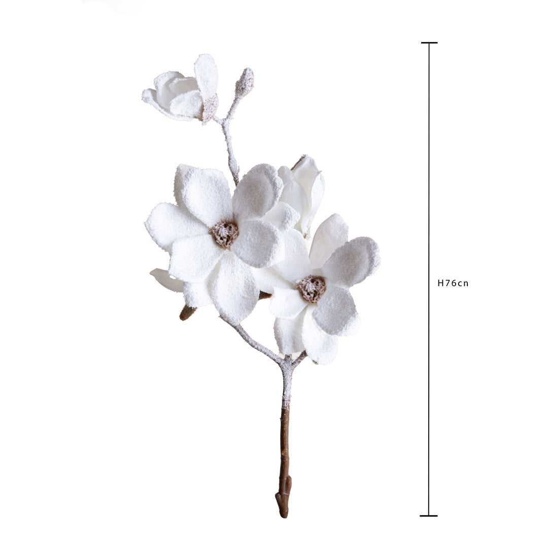 Pezzi 12 • Ramo fiori magnolia • H 76 cm