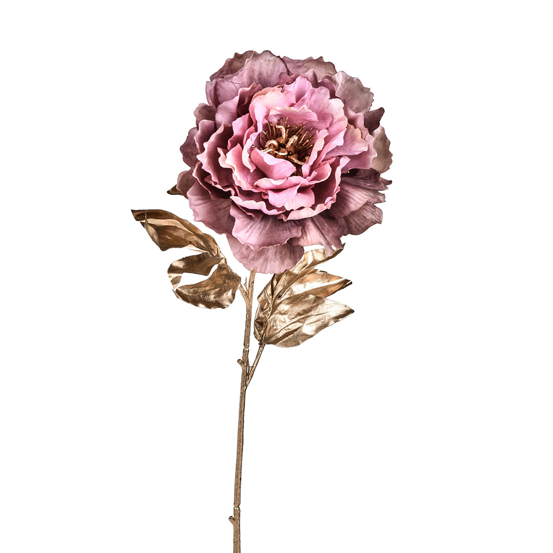 4 Pezzi • Peonia con foglie dorate • 63 cm