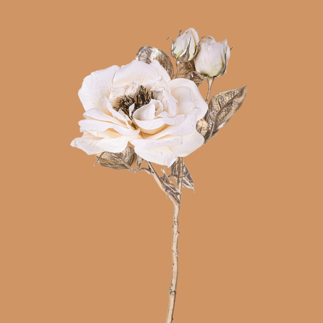 Pezzi 12 • Rosa inglese con glitter • H 48 cm
