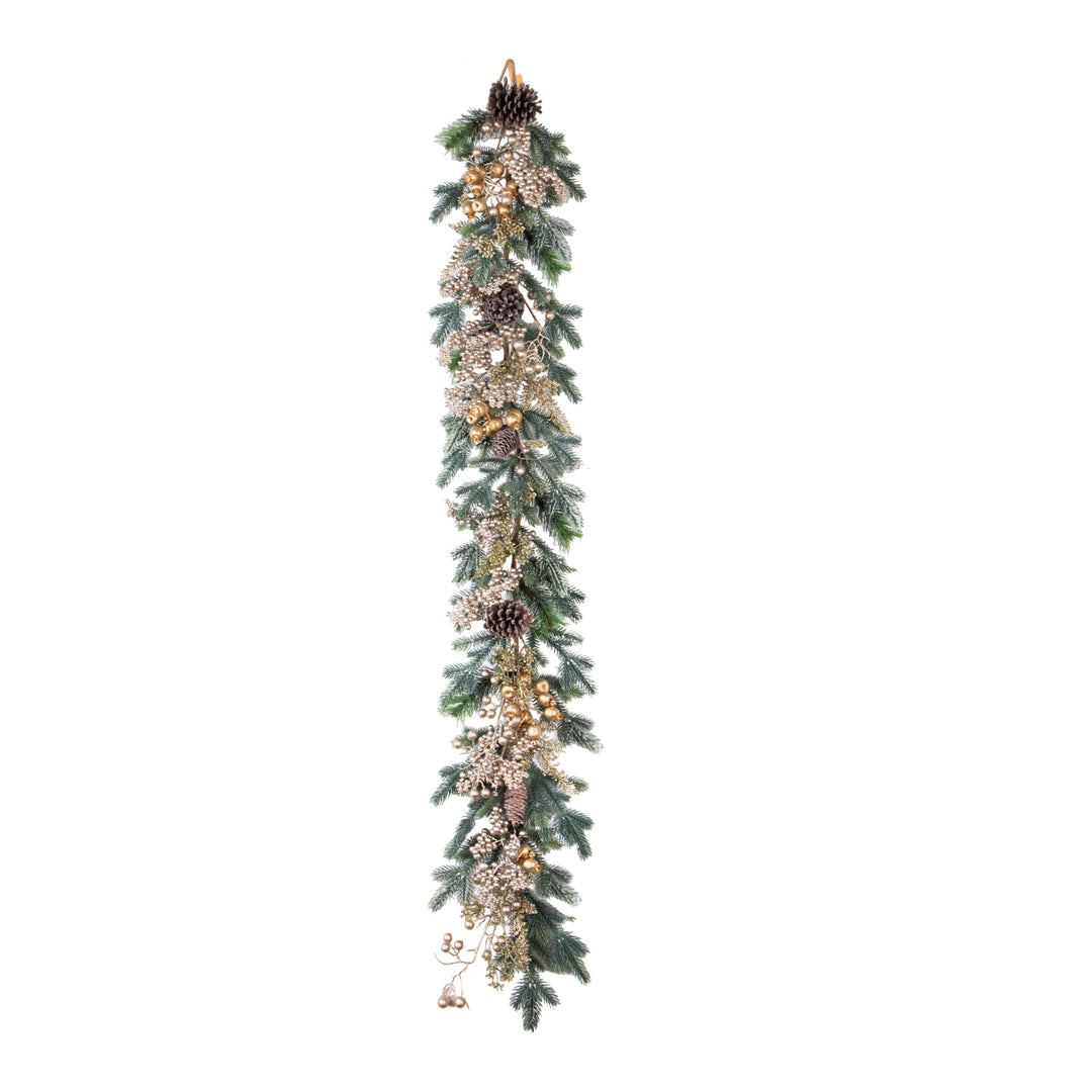 Ghirlanda con ilex e pigne • H 11 cm