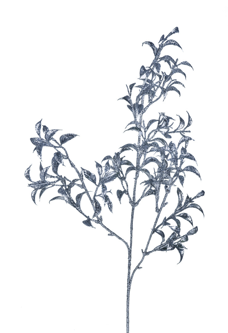 6 Pezzi • Ramo di bosso con glitter • 63 cm