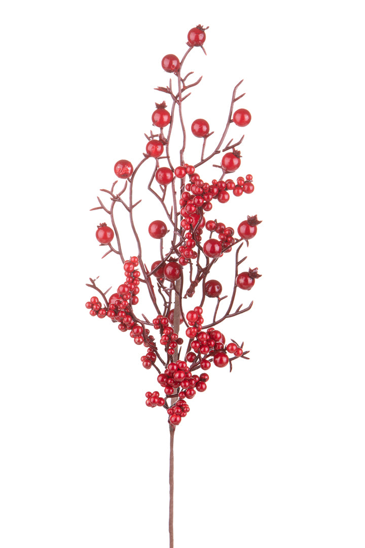 6 Pezzi • Ramo con Bacche • 51 cm