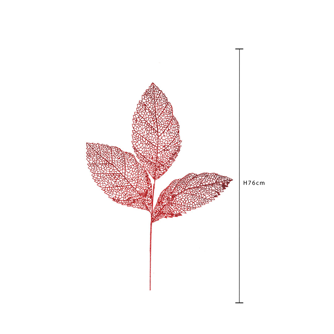 Pezzi 12 • Foglia x 3 con glitter • H 76 cm