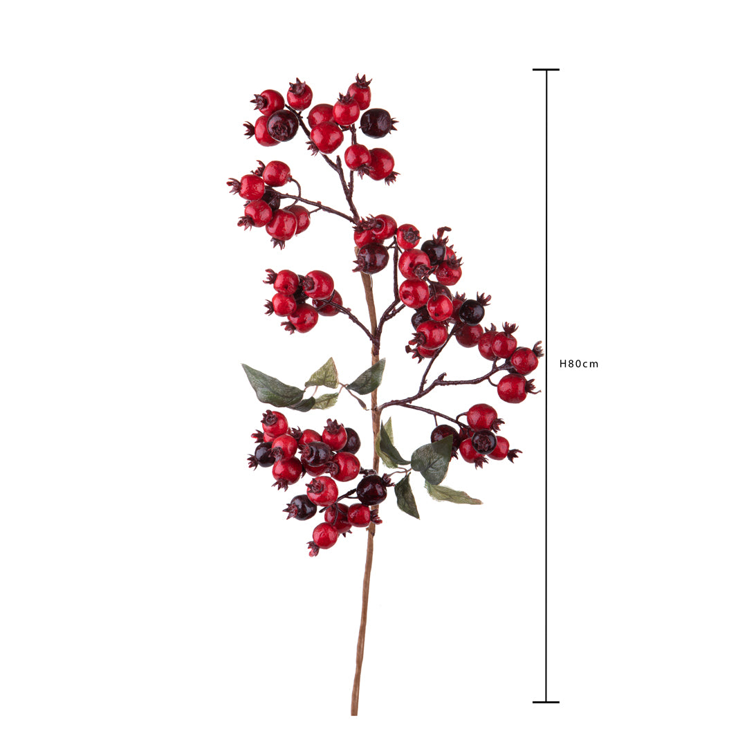 6 Pezzi • Ramo Rosa Selvatica Rosso • 80 cm