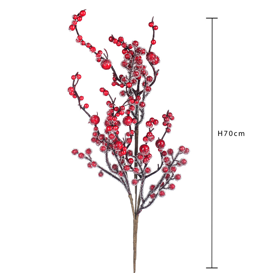 Pezzi 12 • Ramo ilex con ghiaccio • H 70 cm