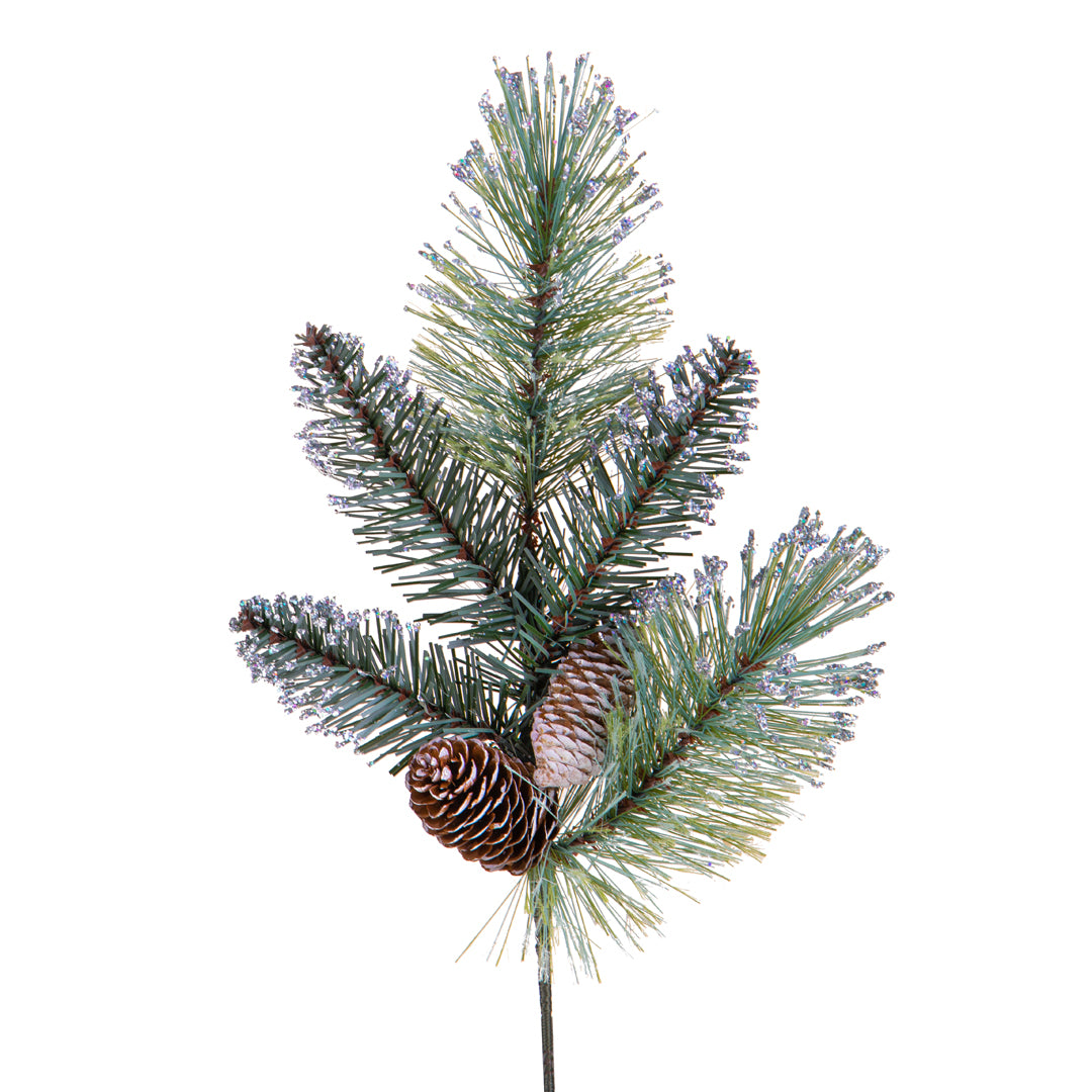 12 Pezzi • Abete artificiale Ramo con Pigne 5 rami • 30 cm