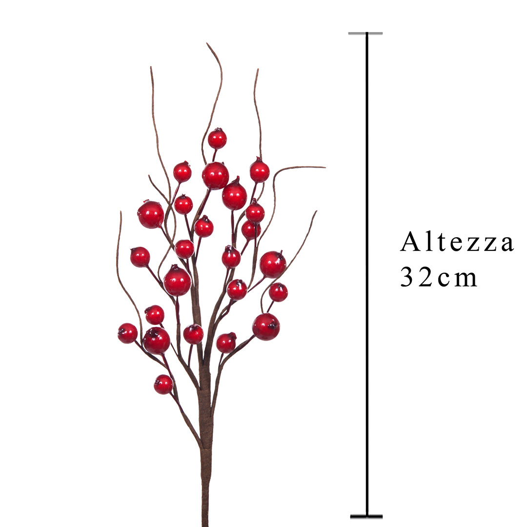 12 Pezzi • Fiore di Ilex pick con bacche • 31,5 cm