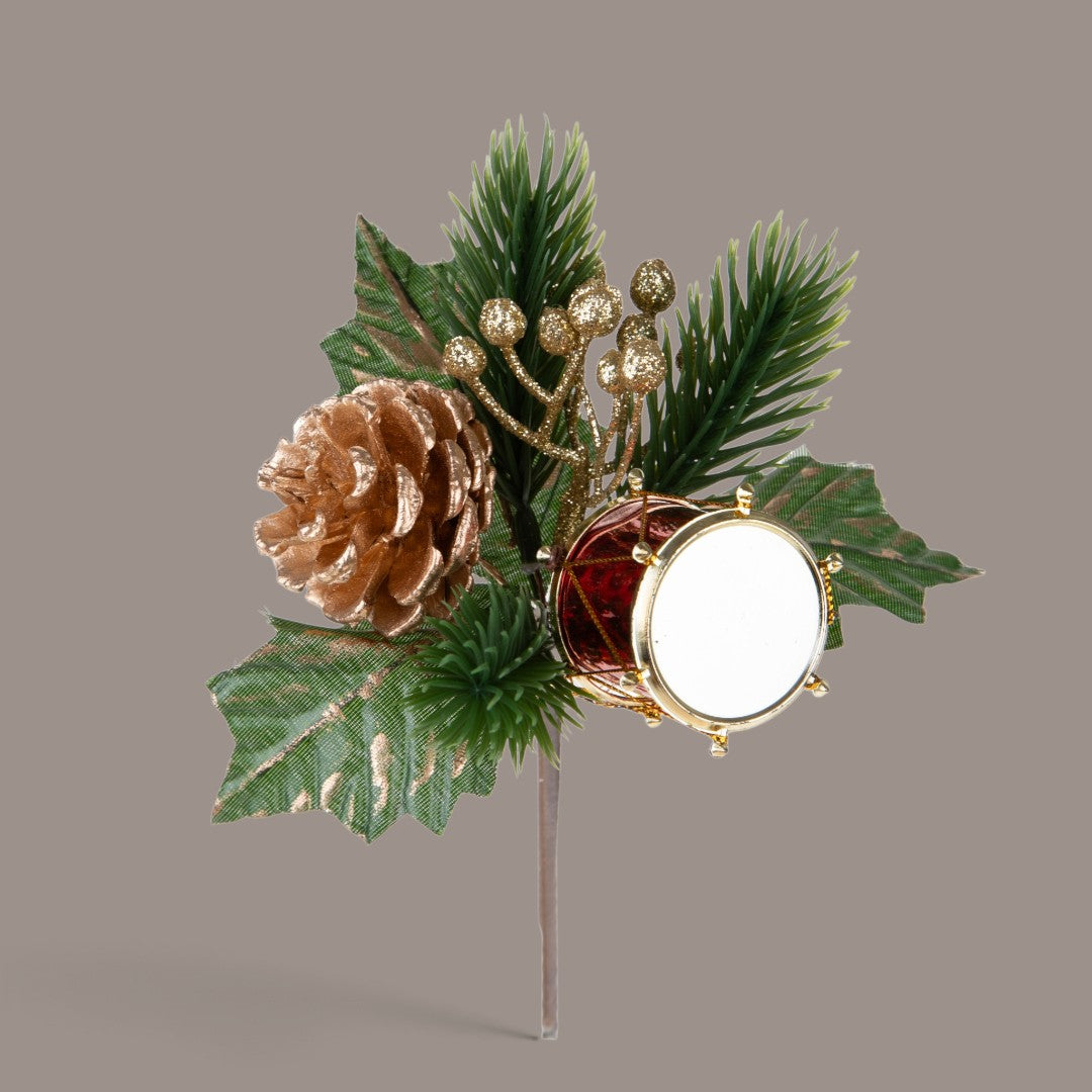 Pezzi 12 • Pick natale con tamburo • H 18 cm