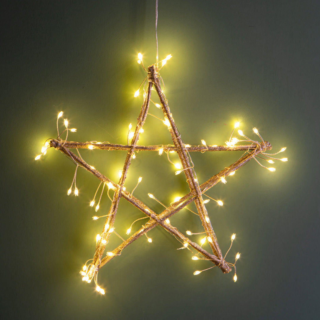 Stella cu legno con led • 35 cm