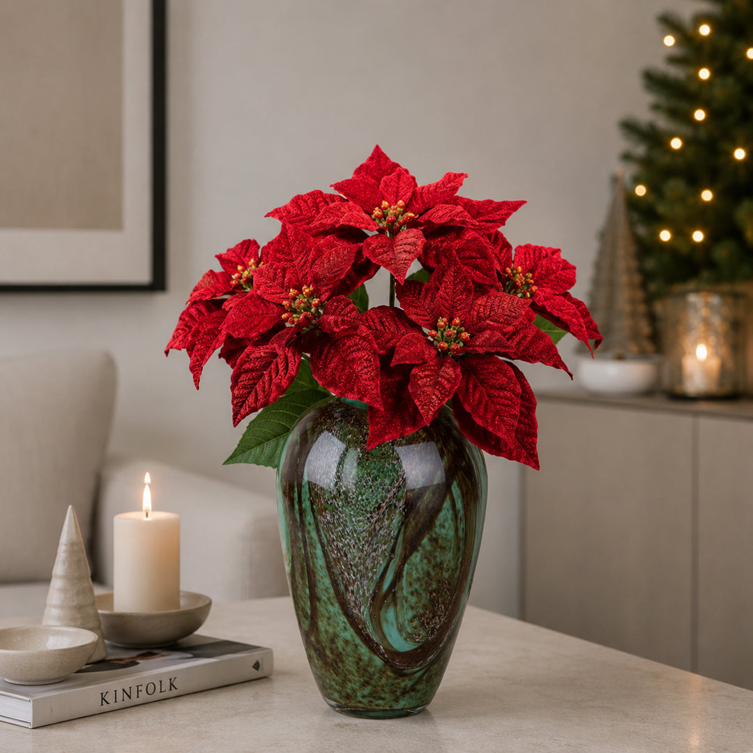 Pezzi 12 • Stella natale velluto • H 35 cm
