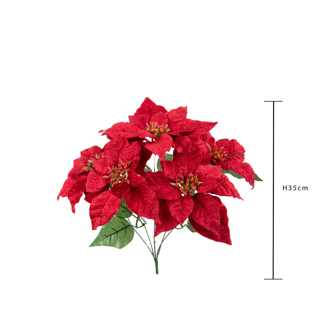 2 Pezzi • Stella natale per 5 diramazioni in velluto • 35 cm