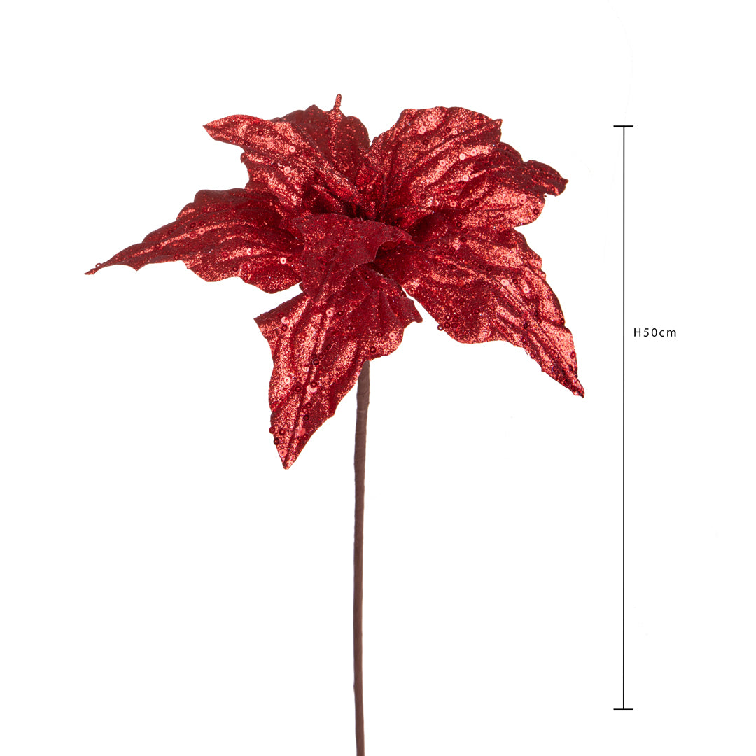 Pezzi 12 • Stella natale con gl. e paillet • H 50 cm