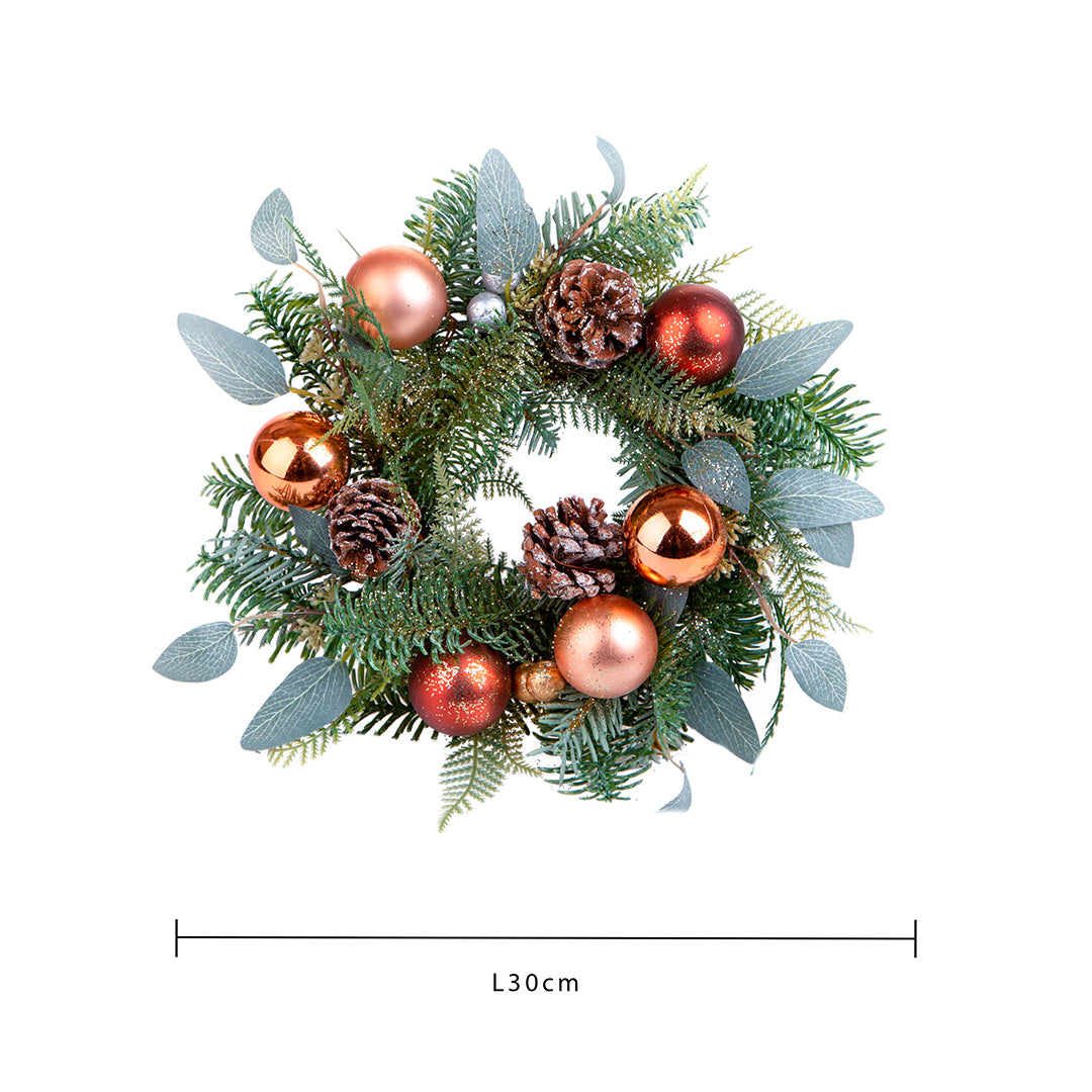 Pezzi 2 • Corona natale con sfere • H 5 cm