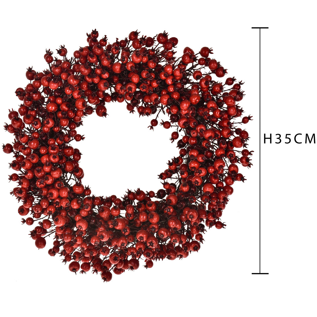 Corona con bacche rosse • H 9 cm