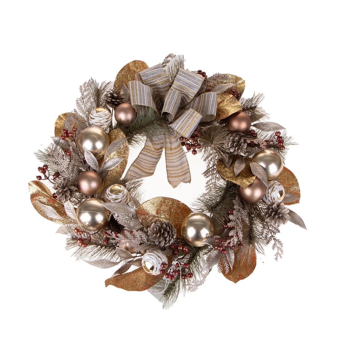 Corona con sfere e fiocco • H 4 cm