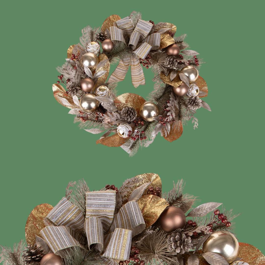 Corona con sfere e fiocco • H 4 cm