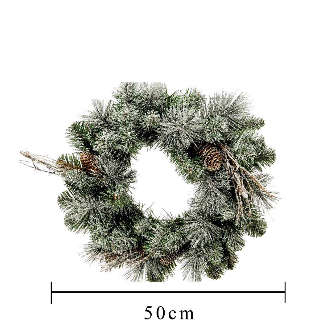 Corona con Neve 88 rami • 50 cm