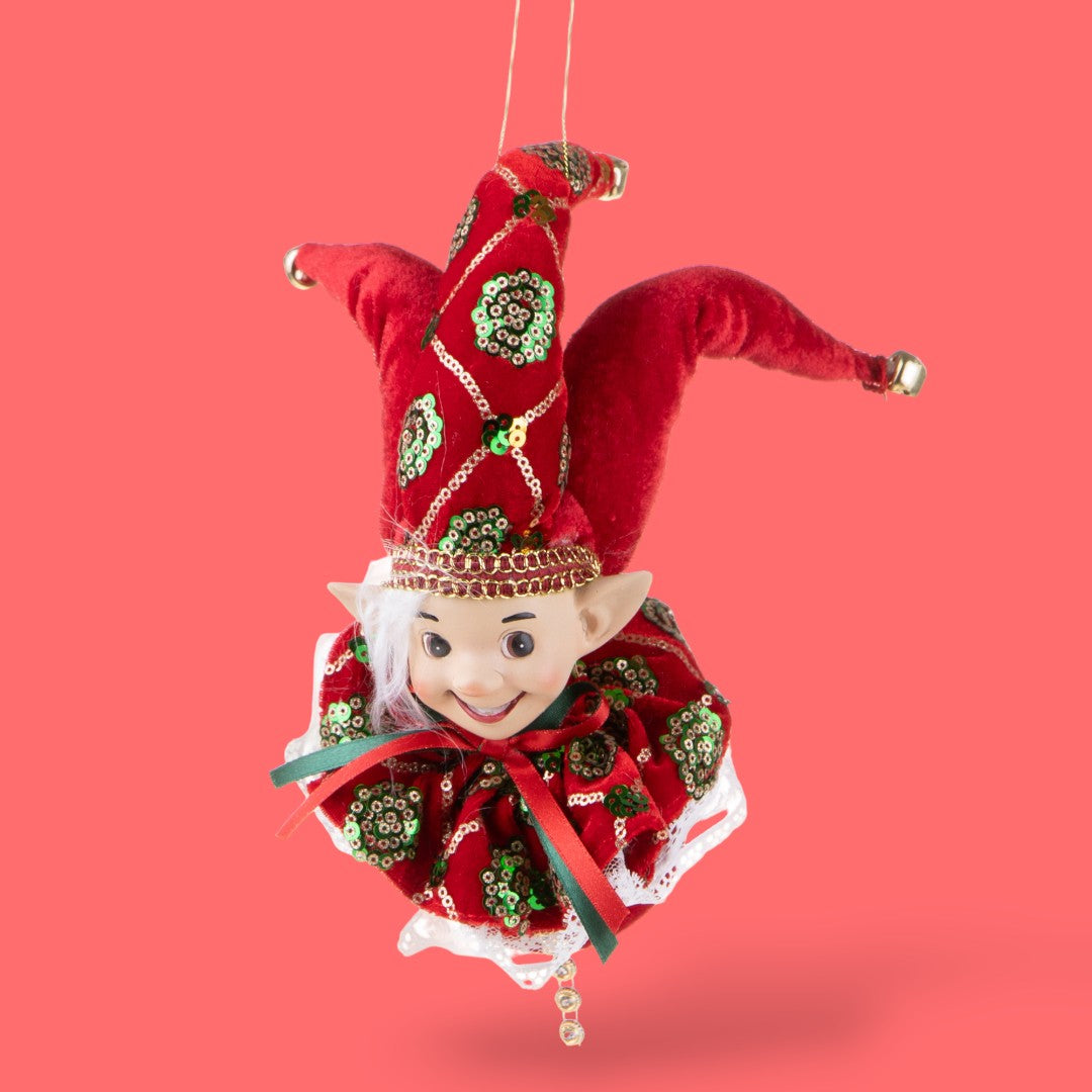 3 Pezzi • Elfo su Sfera H.30 da appendere • 30 cm