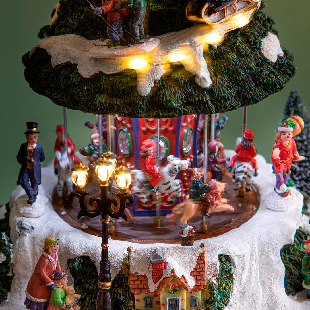Albero nat giostra con moviemento musica e luci • 41 cm