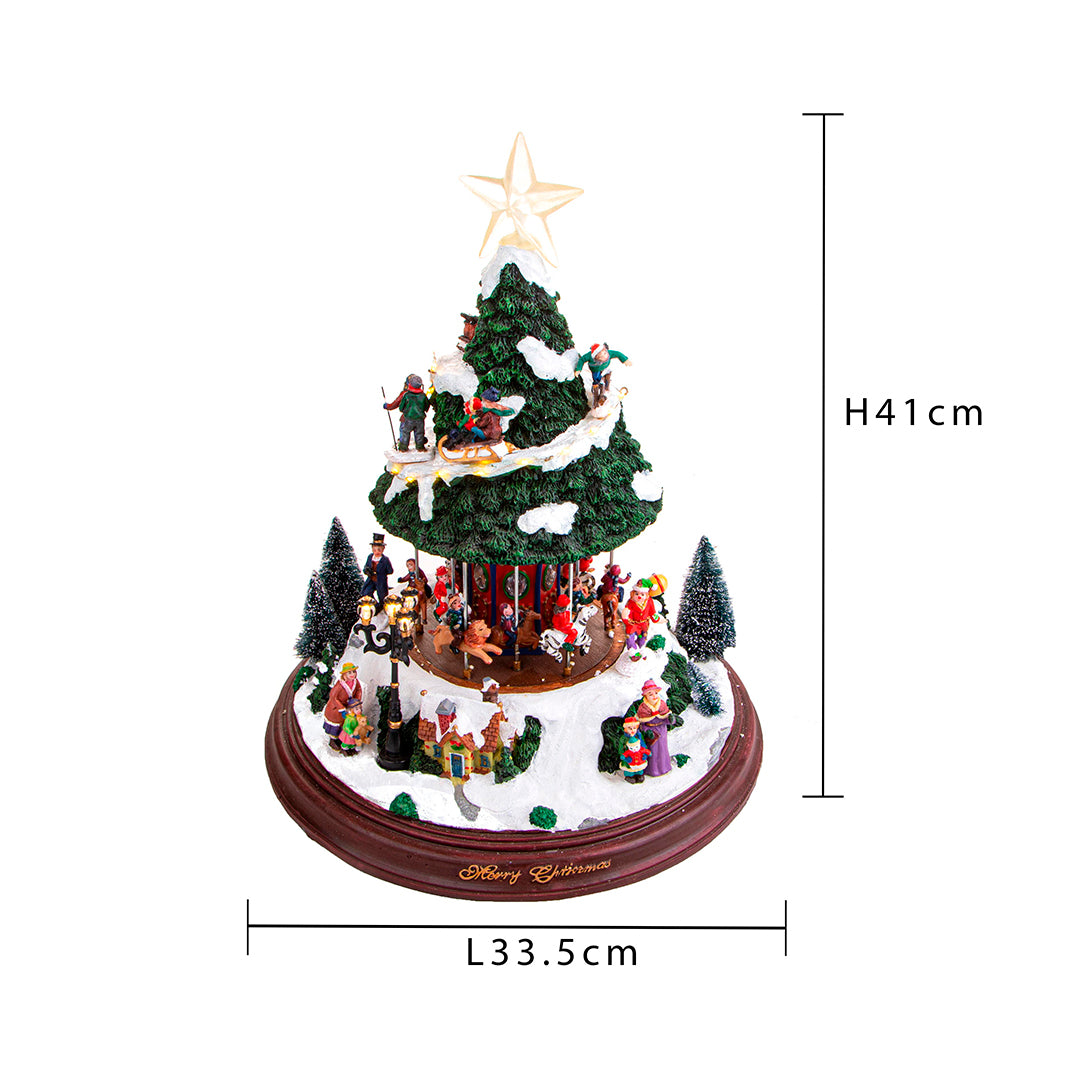 Albero nat giostra con moviemento musica e luci • 41 cm