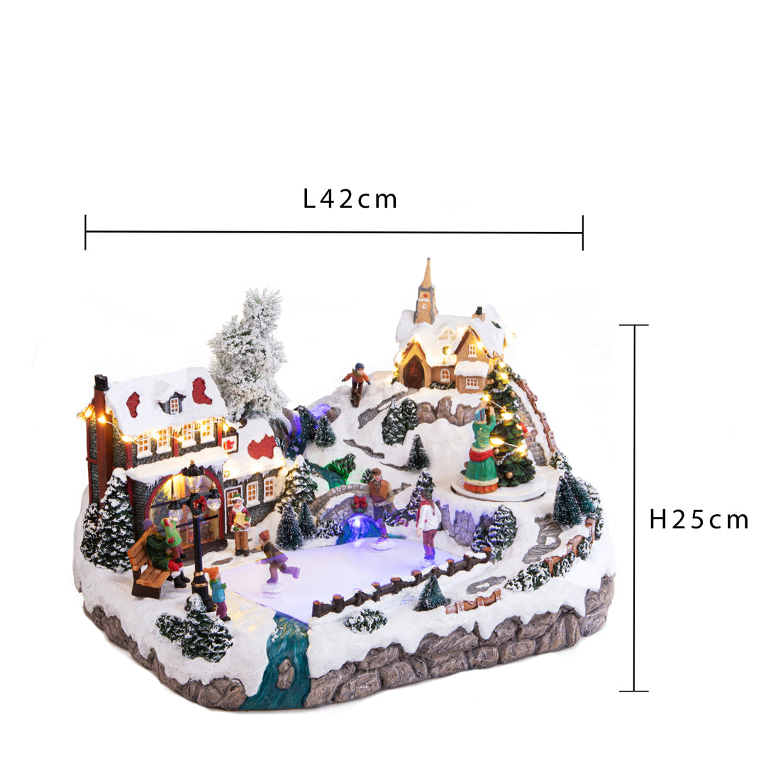 Villaggio natalizio con luci movimento e musica • 42 cm