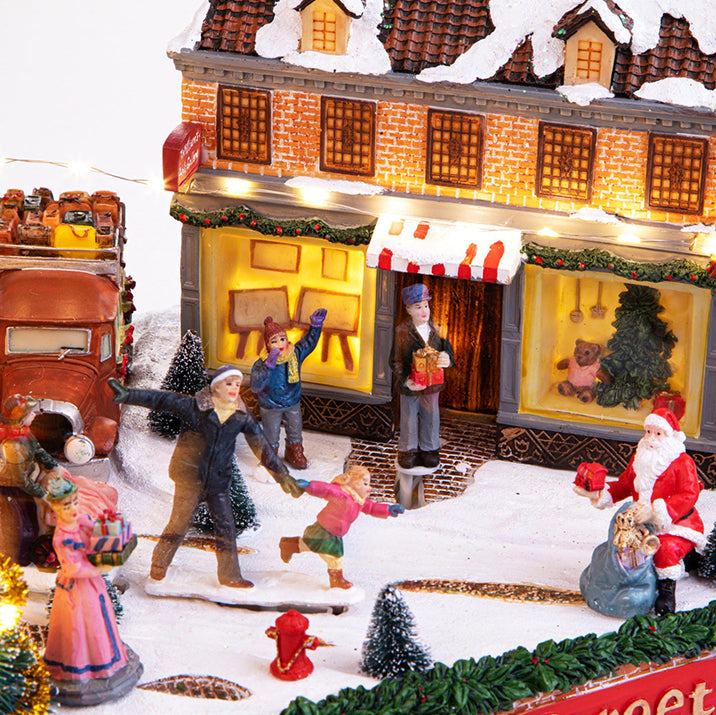 Strada 42,5 cm Babbo natale luci e movimento • 42 cm