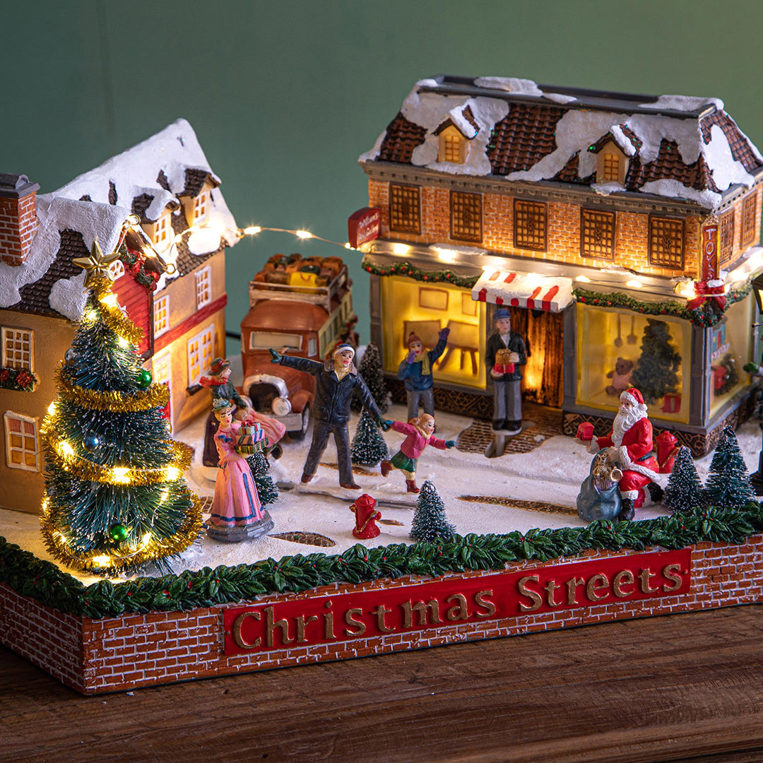 Strada 42,5 cm Babbo natale luci e movimento • 42 cm