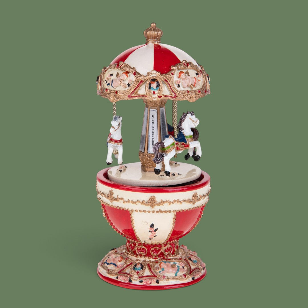 Giostra 8,5xh17cm con cavallini carillon • H 17 cm