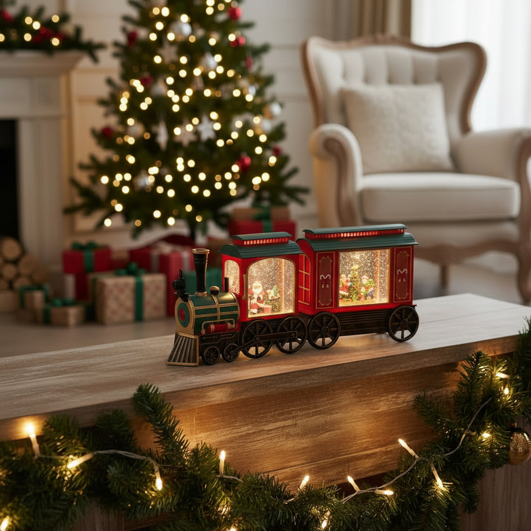 Treno con vagone con santa led+musica • H 20 cm