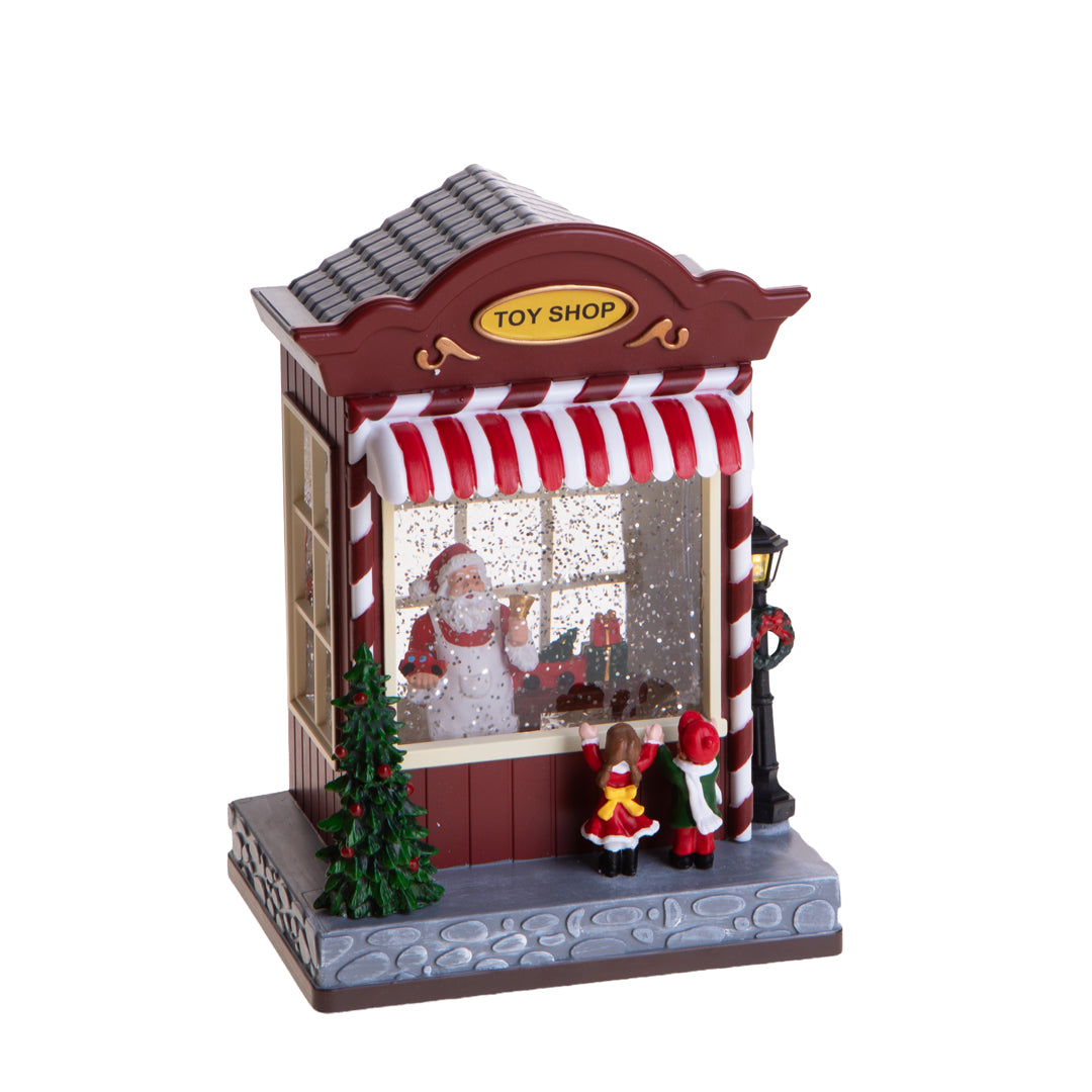 Toy shop con santa led+mus • H 22,5 cm