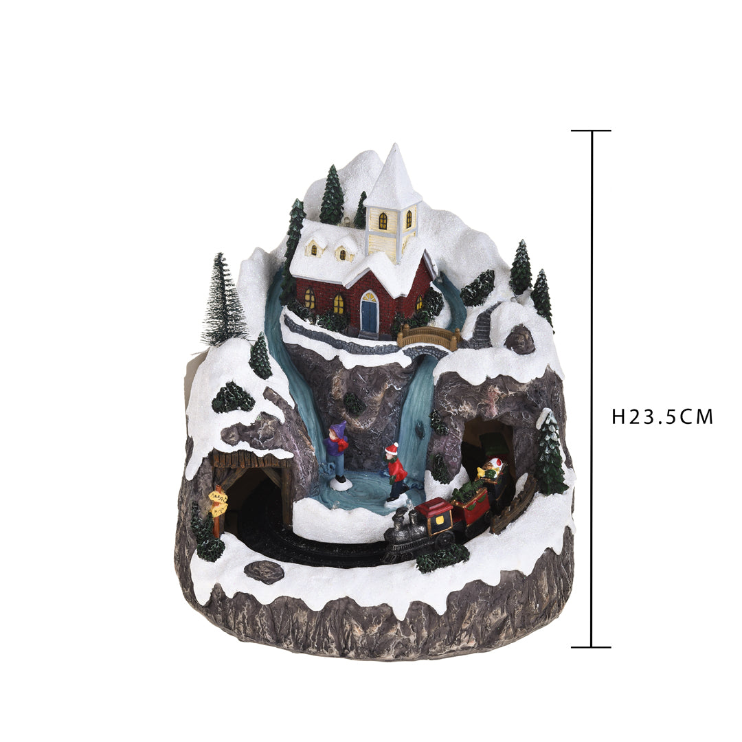 Villaggio luc+mus+mov con tren • H 23,5 cm