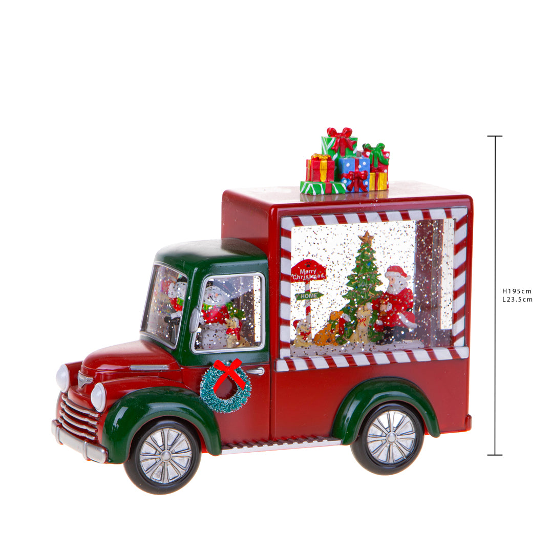 Furgoncino con santa led+musica • H 19,5 cm