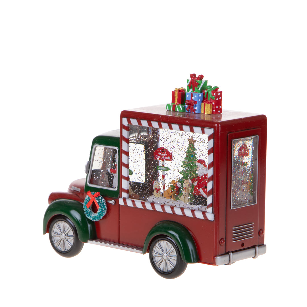 Furgoncino con santa led+musica • H 19,5 cm