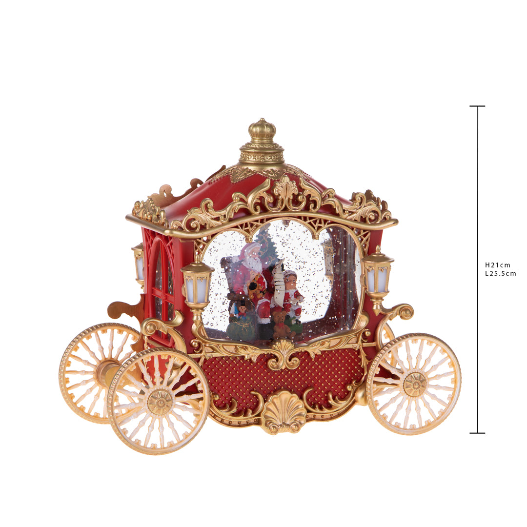 Carrozza 25.5xh21 cm con santa led+musica • H 21 cm