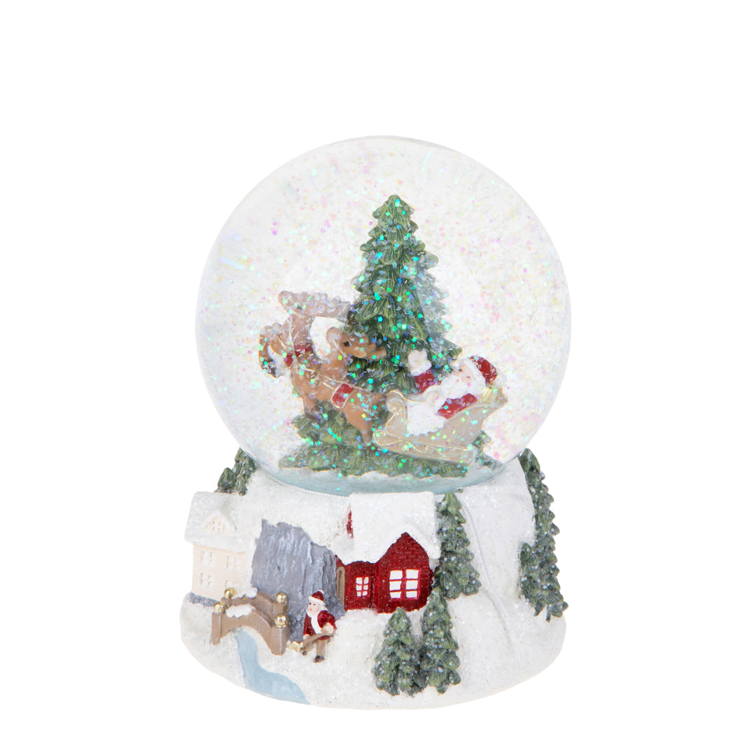 Sfera Carillon con Slitta Babbo Natale • 17 cm