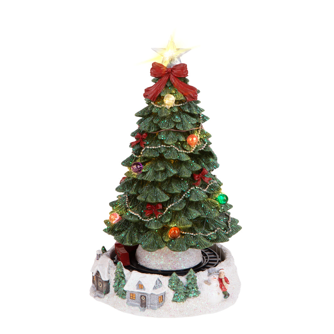 Albero artificiale con treno H.30 cm con Luci+Mov+Mus • 30 cm