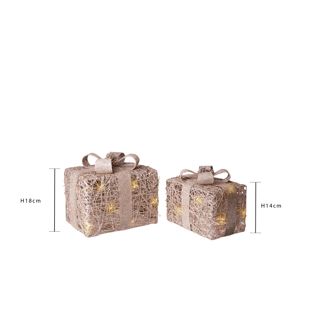 Set 2 pacchi dono con led • H 18 cm