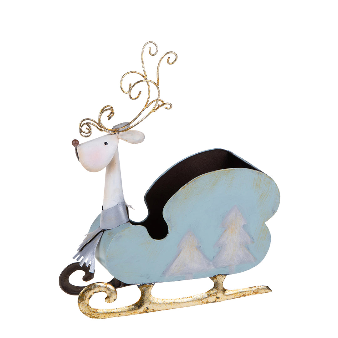 Renna con Slitta Contenitore • 34 cm