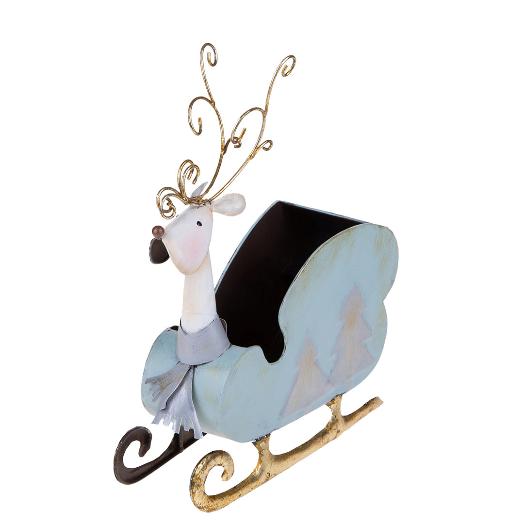 Renna con Slitta Contenitore • 34 cm