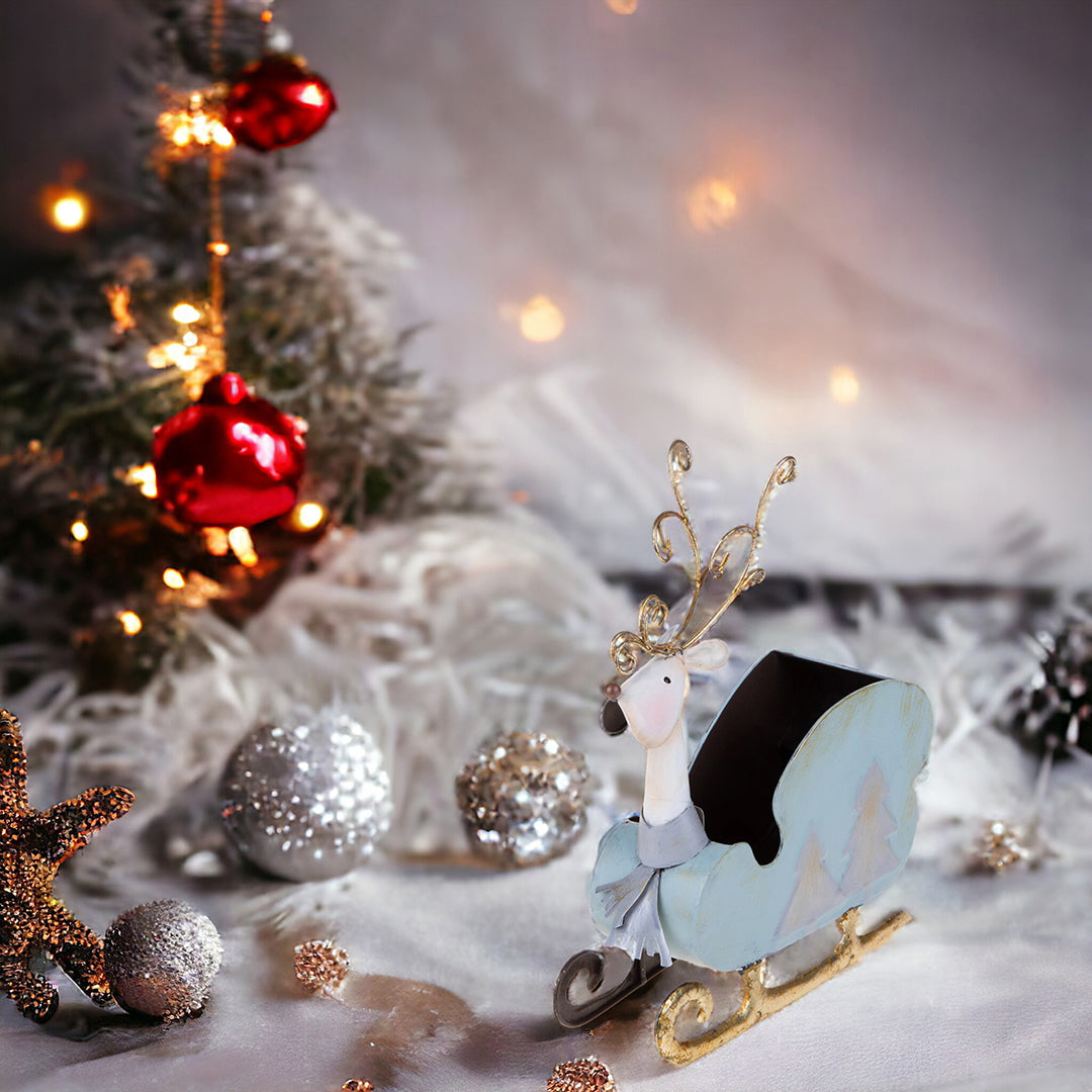 Renna con Slitta Contenitore • 34 cm