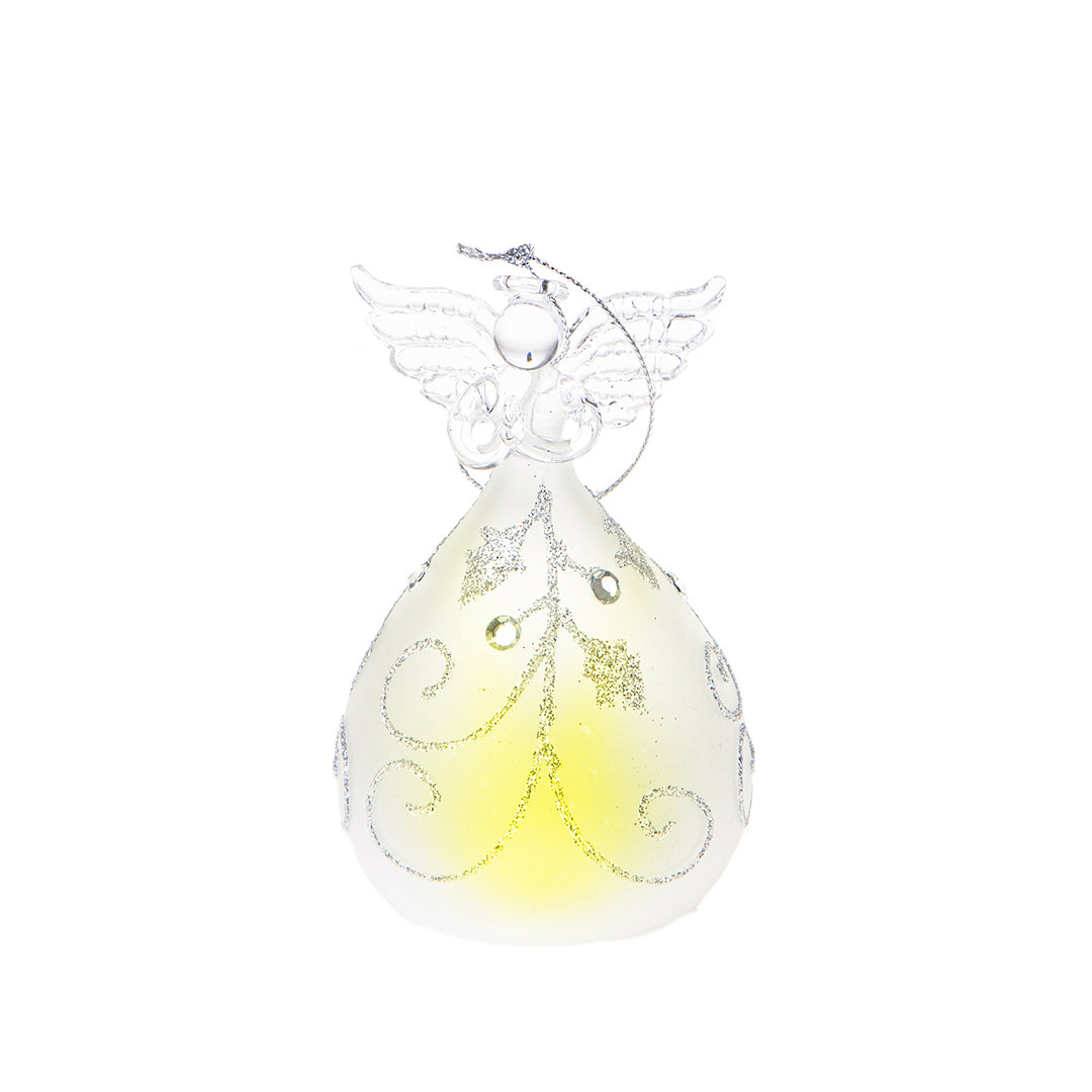 2 Pezzi • Angelo con agrifoglio e led • 5 cm